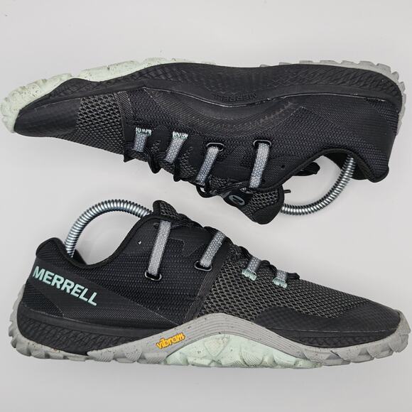 Merrel Barefoot Trail Glove 6 Vibram Black Blue Womens 9.5 Shoes J135384 - Picture 9 of 11